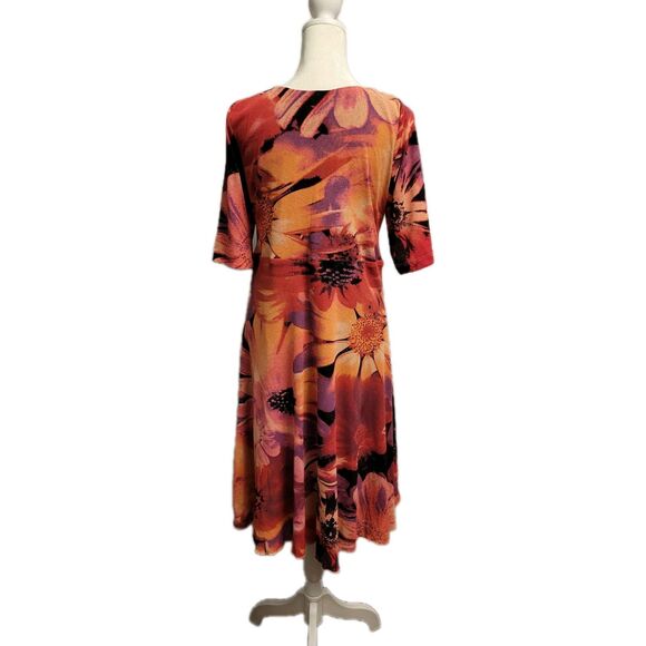 Karen Kane 90s Dress Womens * XL * Floral Midi Deep V Neck Fit & Flare - Picture 4 of 12